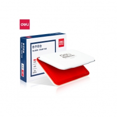 得力(deli)120*80mm金属方形中号秒干印台印泥 办公用品 红色9892